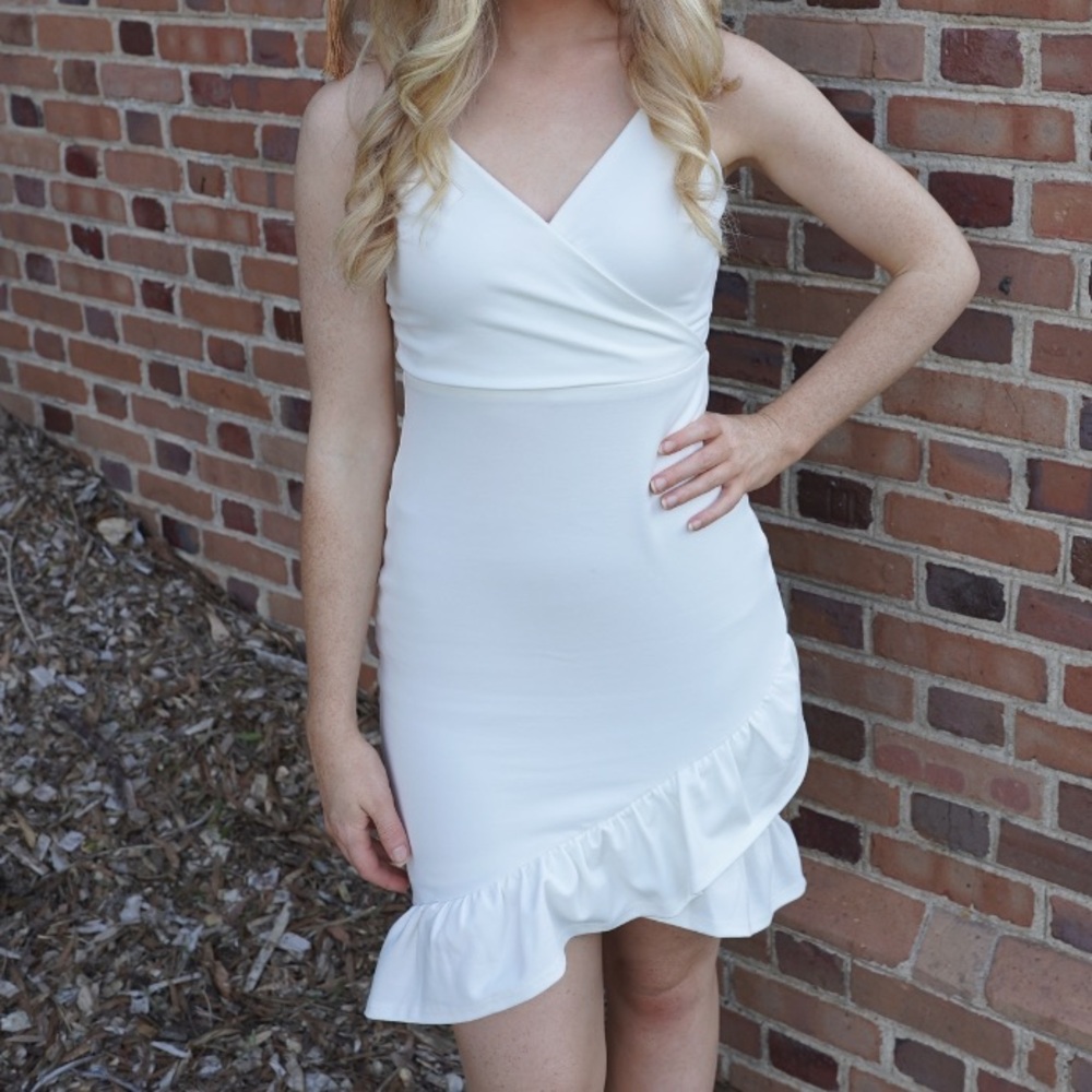Lulu's White Ruffle Mini Dress - Picture 2 of 4